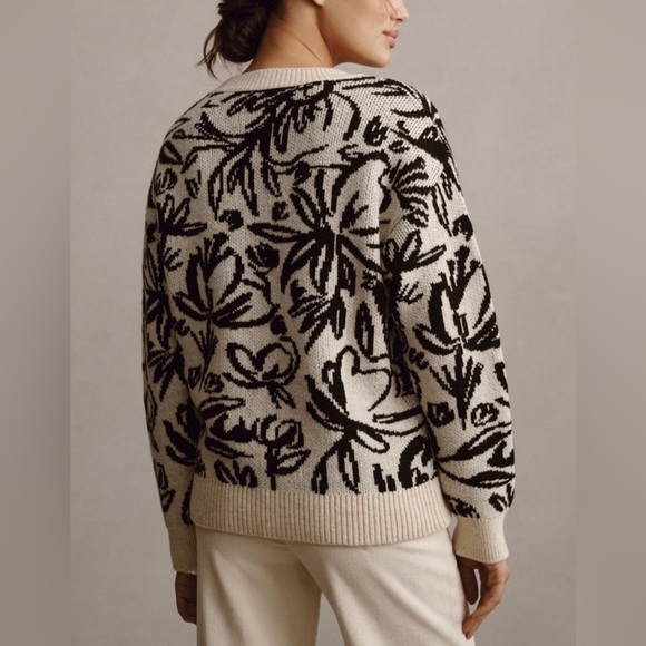 By Anthropologie Floral Pop Embroidered Wool Blend Sweater Size S - Blue - NWOT‎ - Picture 2 of 16